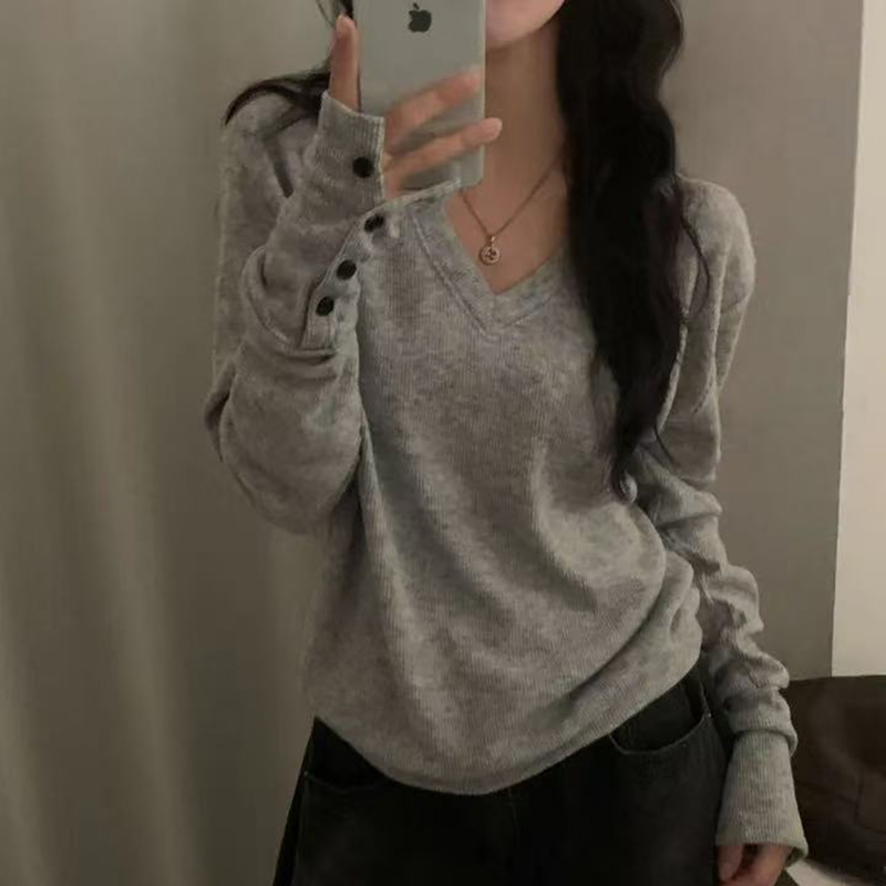Street Fashion In Korea - MEXZT Streetwear Grau Pullover Frauen Mode