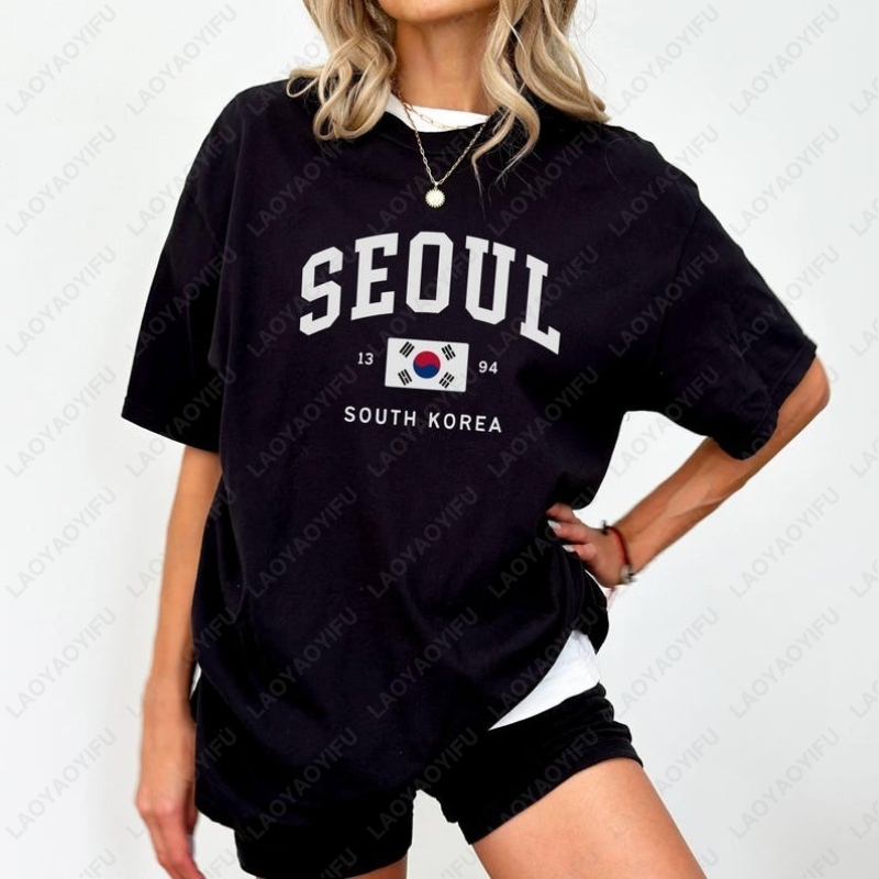 Street Fashion Of Seoul - Seoul Südkoreanische Flagge Unisex Tees Vintage
