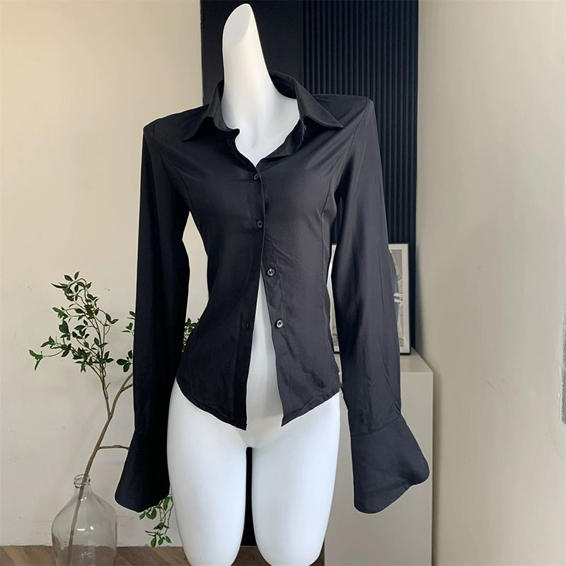 Street Fashion In Korea - Gidyq Frauen schwarze Bandage Shirts koreanische
