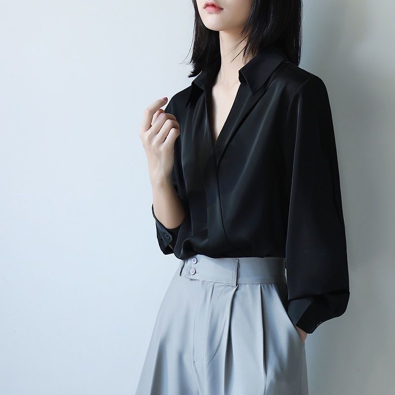 Street Fashion In Korea - Gidyq Frauen schwarz Chiffon Shirts koreanische