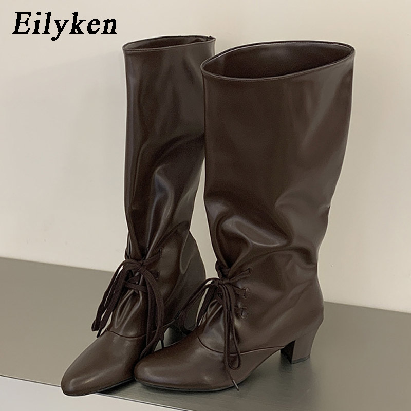 Street Fashion Lady - Eilyken Wintermode Schnürstiefel für Damen, kniehoch,