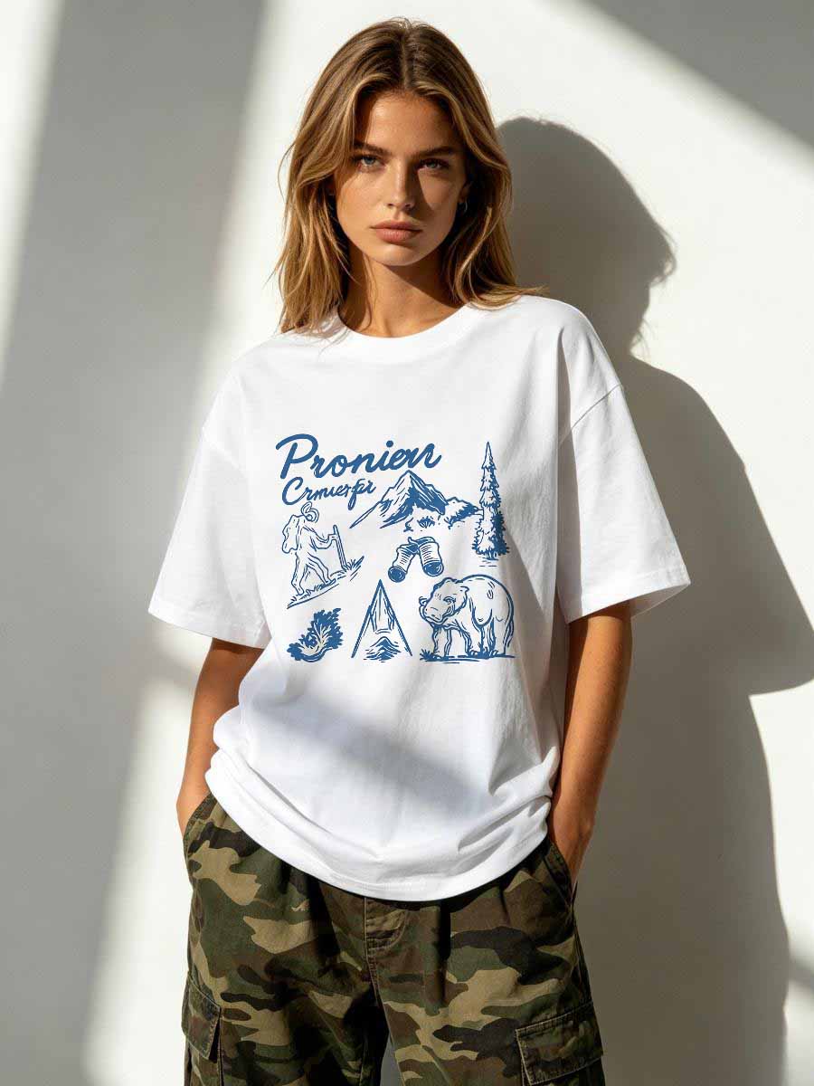 Street Fashion Usa - T-Shirts Land Free Damen Baumwolle Kurzarm