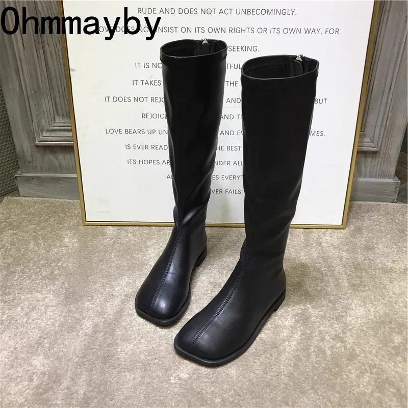 Street Fashion Rome - Street Style Stretch Damen Kniehohe Stiefel