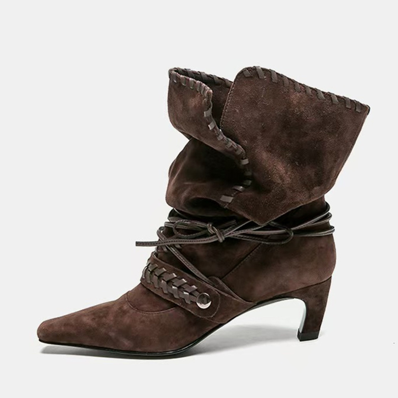 Street Fashion Lady - Liyke Herbst Winter Braun Wildleder Weben