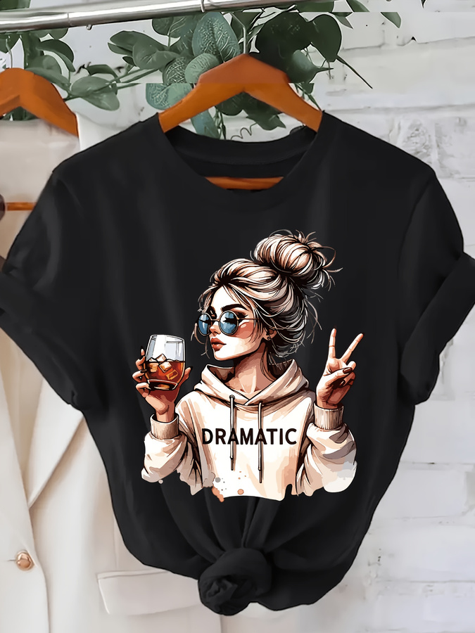 Street Fashion Trends 2026 - DRAMATIC 1-teiliges Damen-T-Shirt mit modischem Aufdruck,
