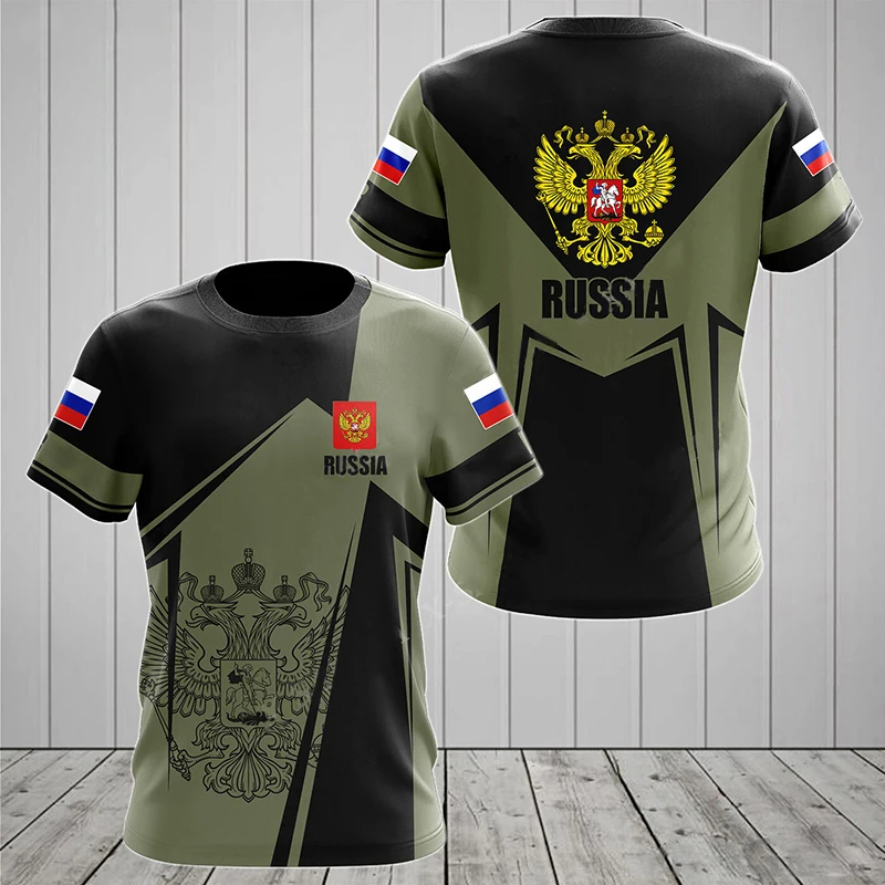 Street Fashion Usa - Russland Flagge Männer T-Shirts Rundhals ausschnitt