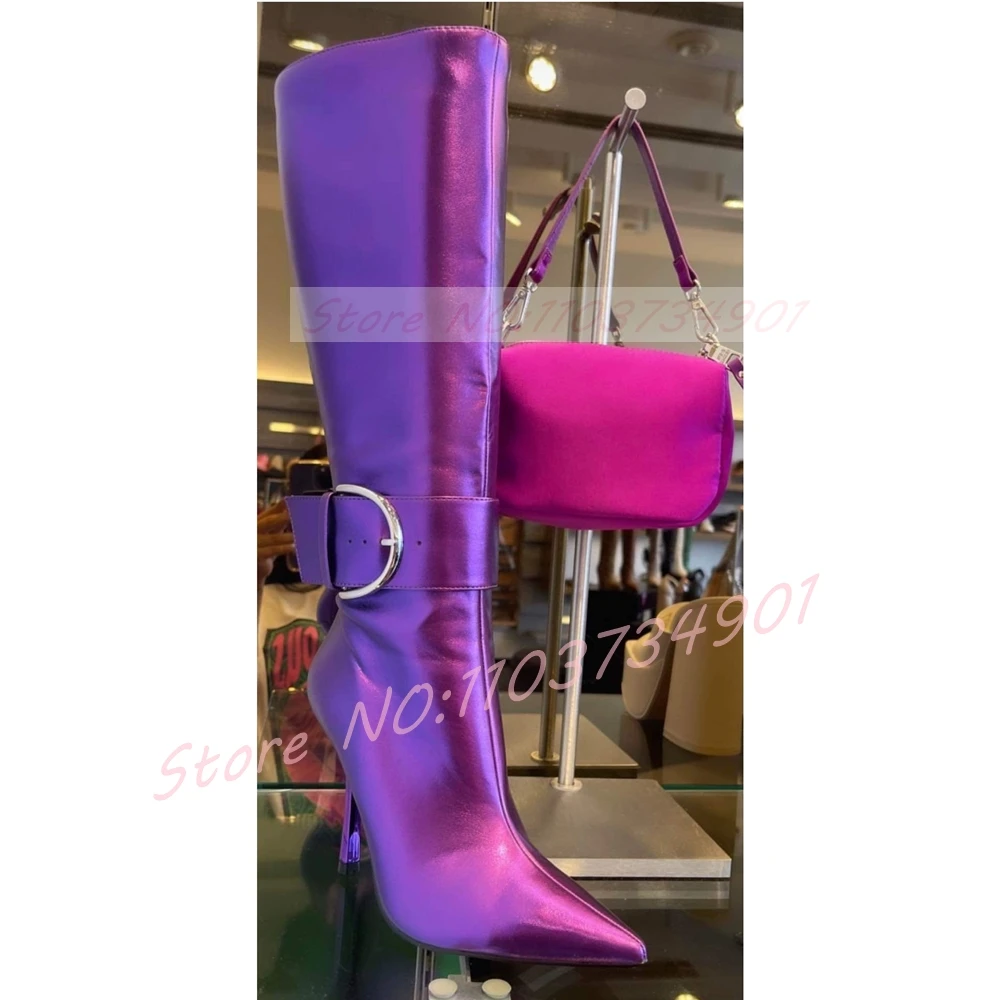 Glänzende Lila Stiefel mit Sch – Street Fashion Lady Bewertung und Preis