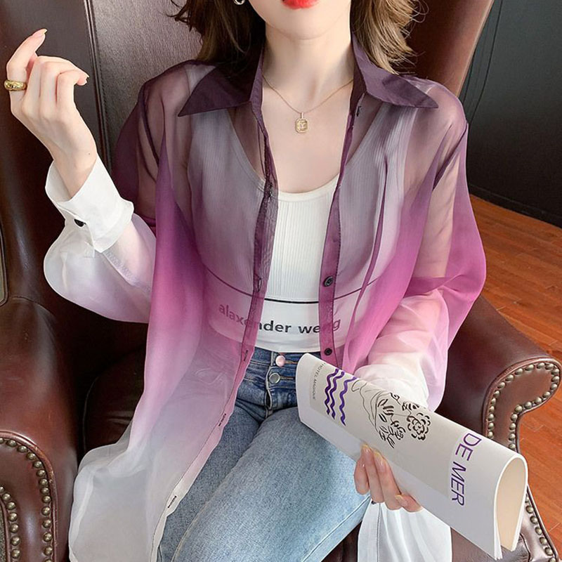 Mode Farbverlauf Chiffon Hemd  – Street Fashion In Korea Bewertung und Preis