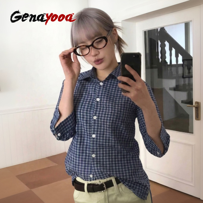 Genayooa Y2k Kariertes Hemd Da – Street Fashion In Korea Bewertung und Preis