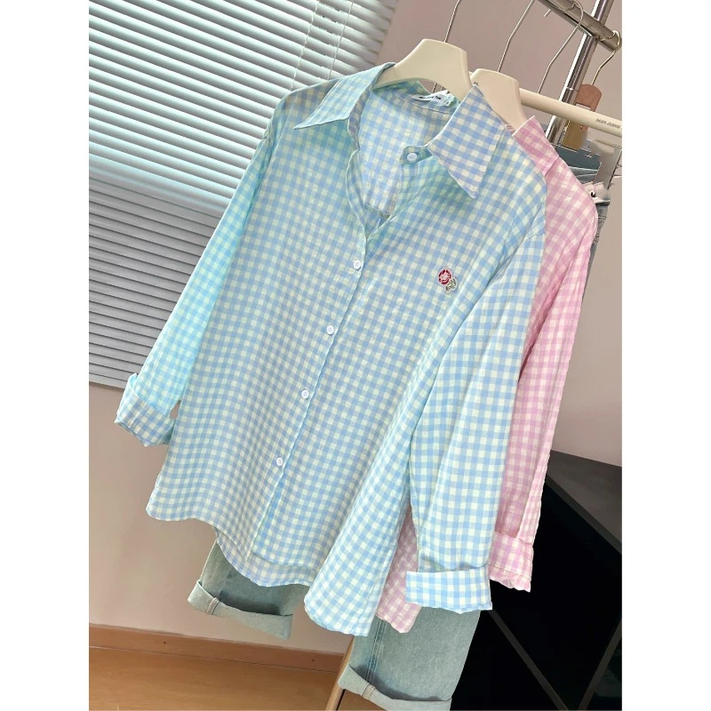 Stickerei-Blumen-Karo-Design-H – Street Fashion In Korea Bewertung und Preis