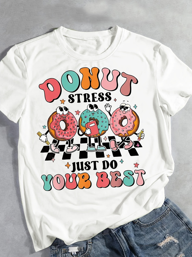 T-Shirt mit Cartoon-Donut-Prin – Street Fashion Trends 2026 Bewertung und Preis
